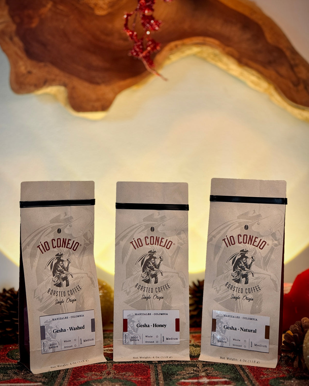 TRILOGIA GESHA 3 PAQUETES 4 OZ GRANO